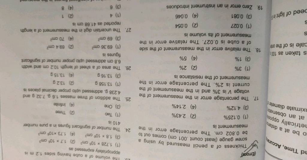 Zero error in an instrument introduces appropriately expressed as Filo