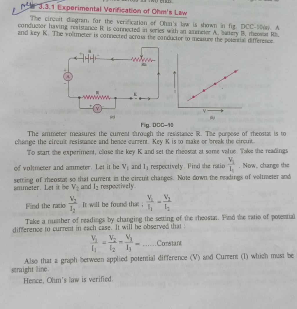 ney 3.3.1 Experimental Verification of Ohm's Law The circuit diagran, for..