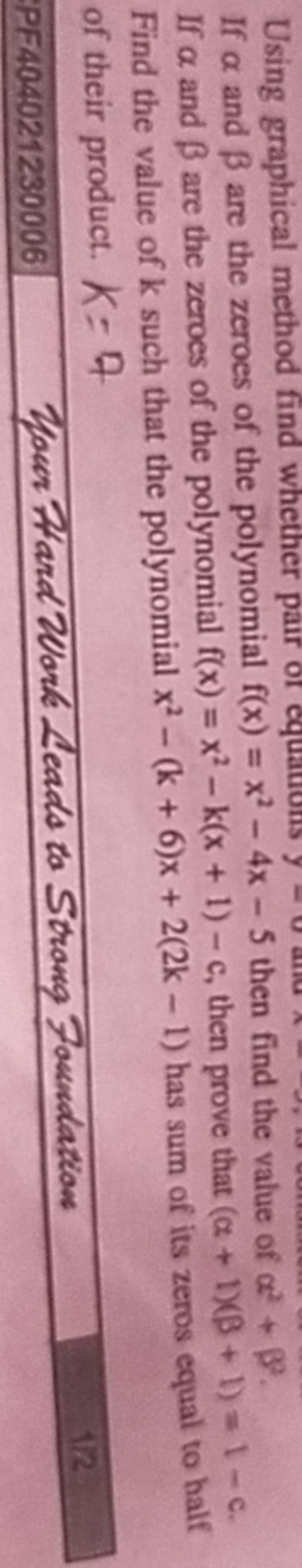 if-and-are-the-zeroes-of-the-polynomial-f-x-x2-4x-5-then-find-the-va