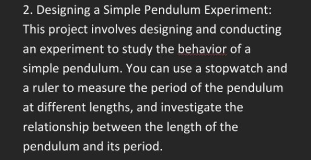 simple pendulum experiment precautions