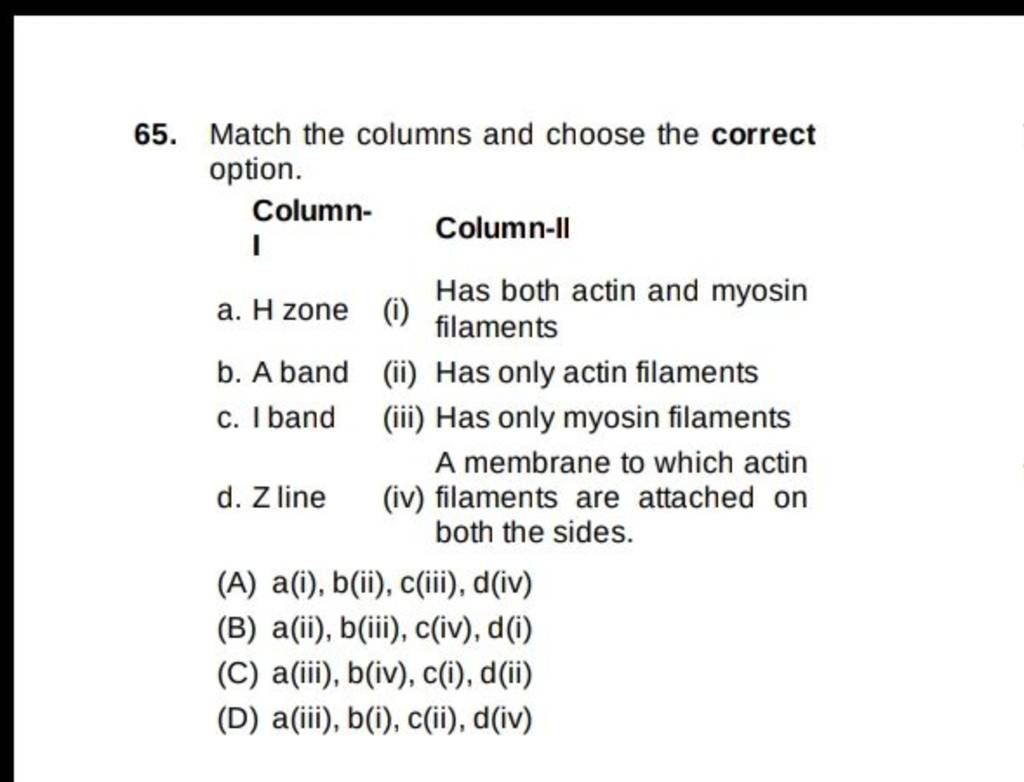 Match the columns and choose the correct option. Column- I Column-II a. H..