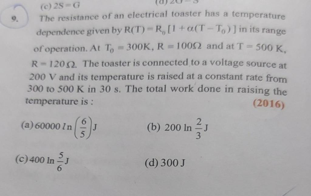 The resistance of an electrical toaster has a temperature dependence give..