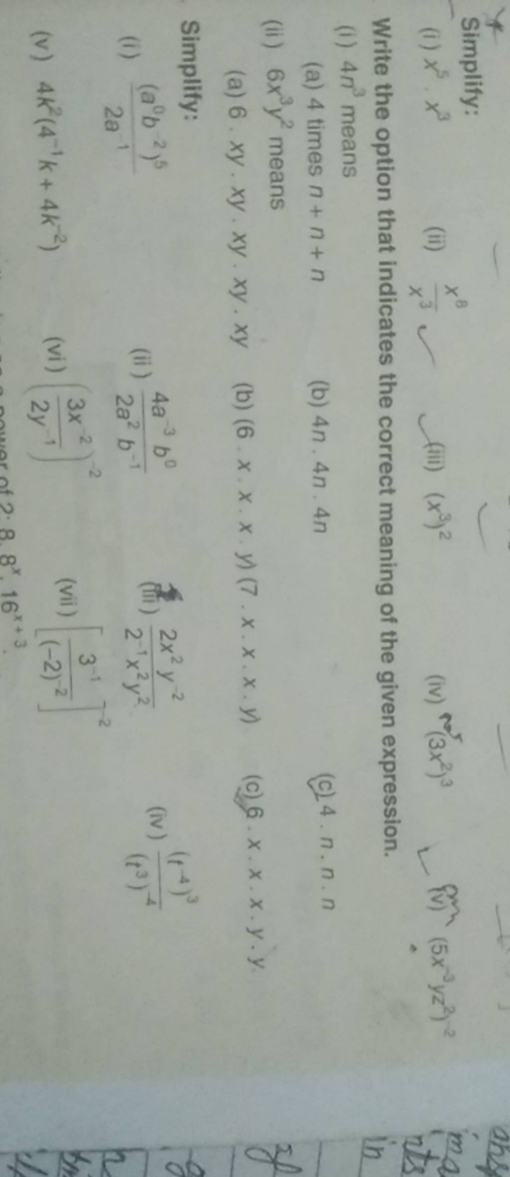 Write The Option That Indicates The Correct Meaning Of The Given Expressi 