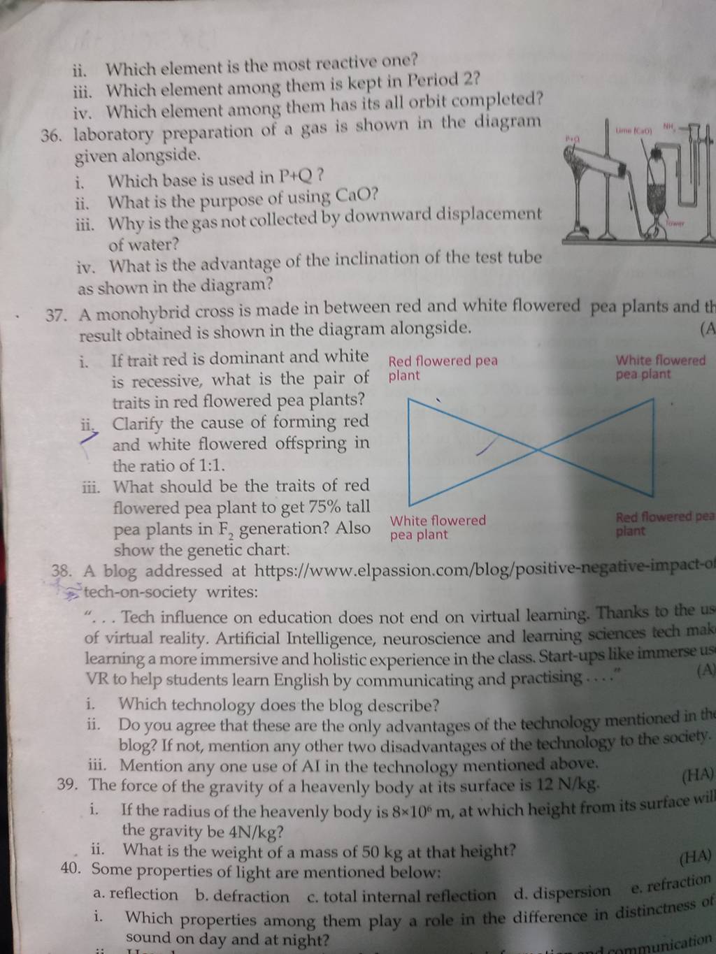 laboratory preparation of a gas is shown in the diagram given alongside...