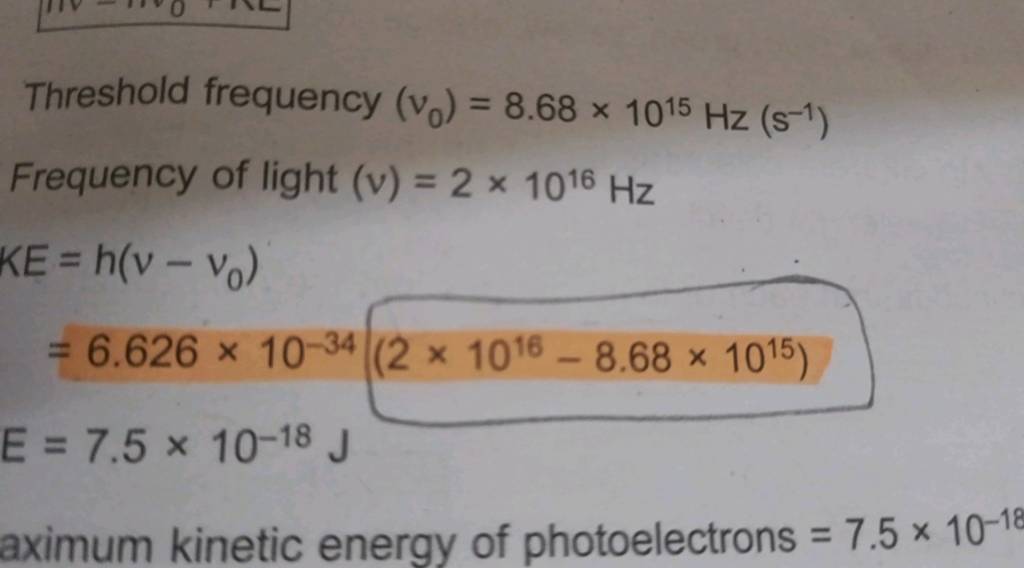 threshold frequency depends on intensity of light