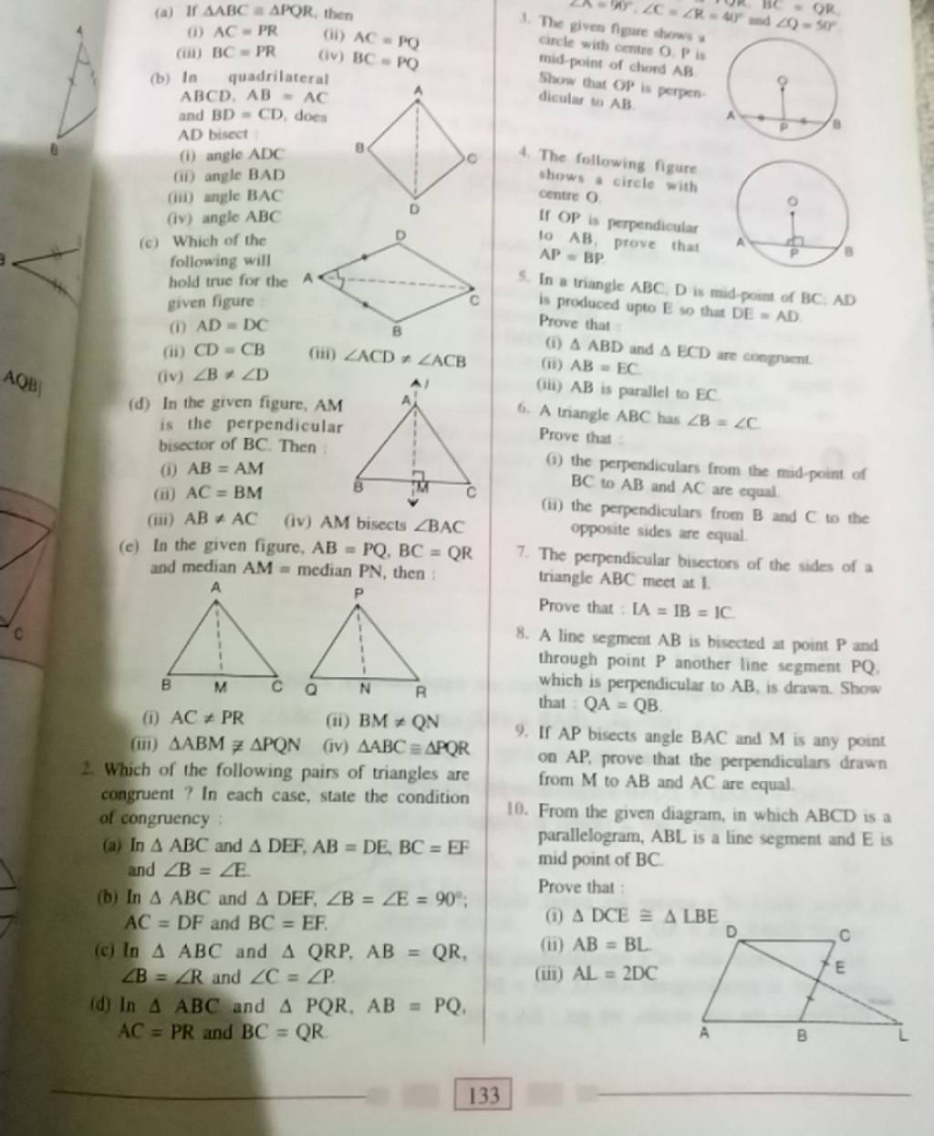 Angle Adc (ii) Angle Bad (iii) Angle Bac (iv) Angle Abc 