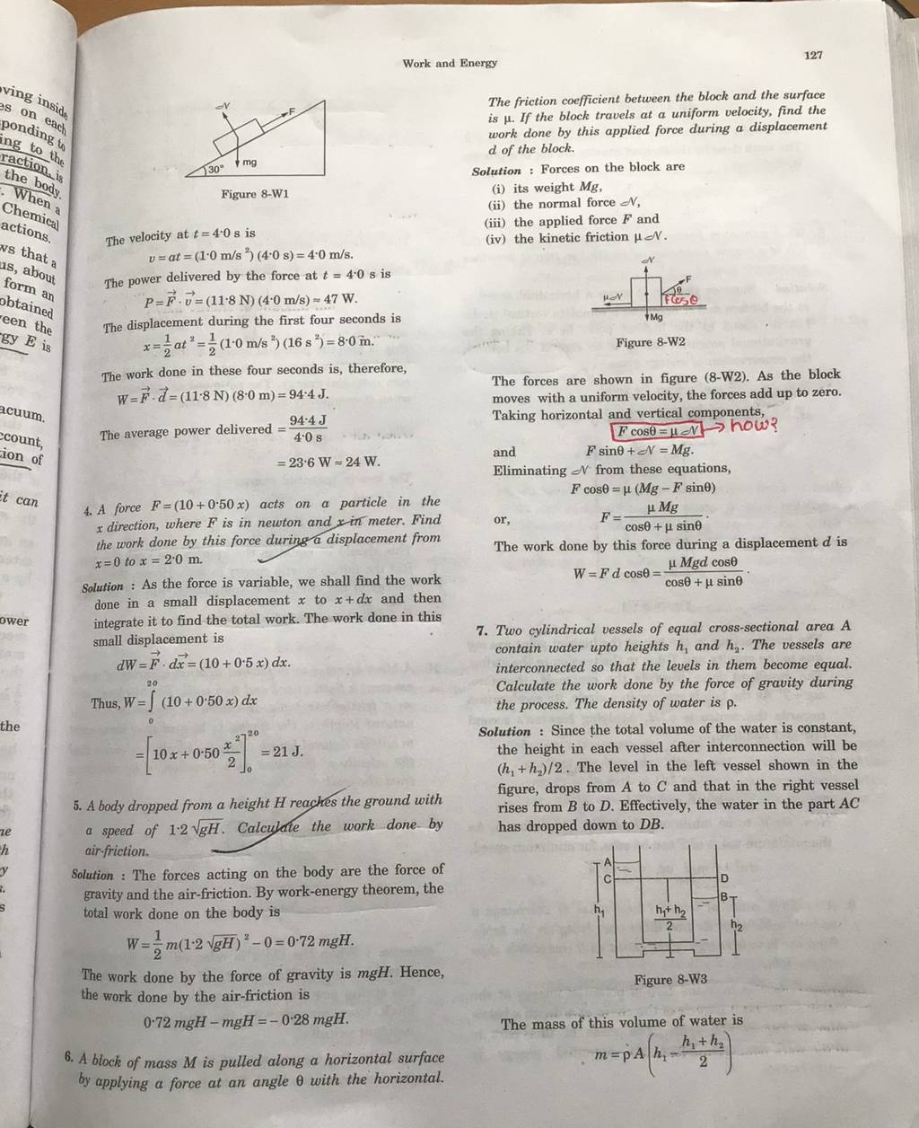 Work and Energy 127 Figure 8-W1 The velocity at t=4⋅0 s is v=at=(1.0 m/s2..
