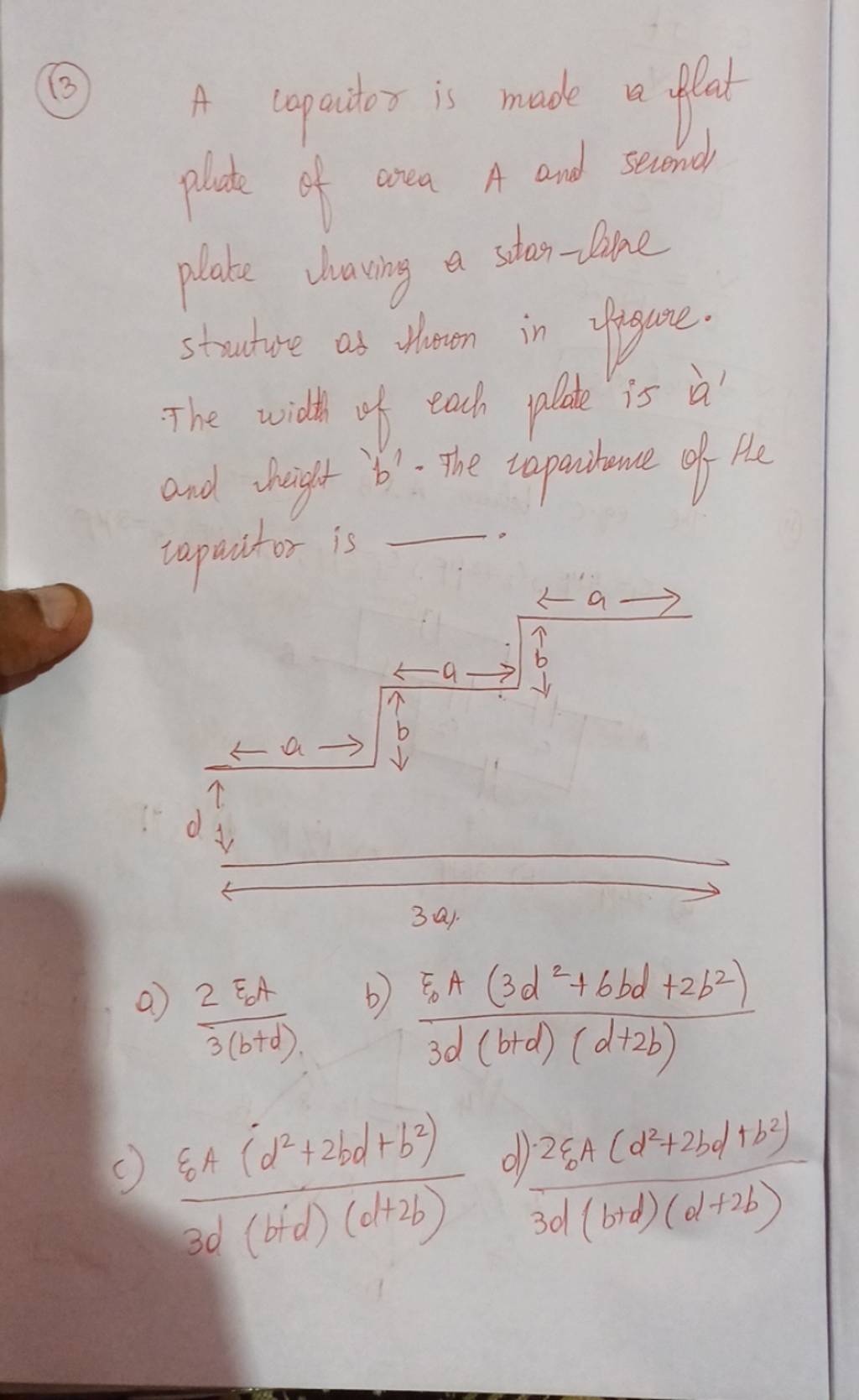 13-a-capacitor-is-made-a-flat-plate-of-area-a-and-second-plate-laving-a