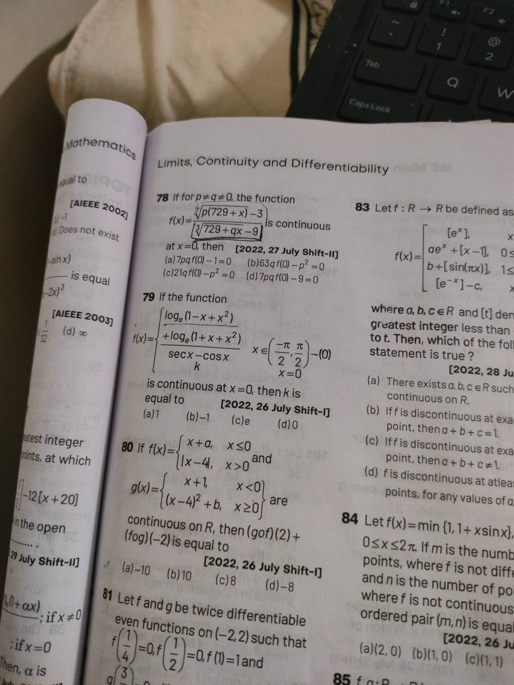 81 Let F And G Be Twice Differentiable If X 0 If X 0 Even Functions On