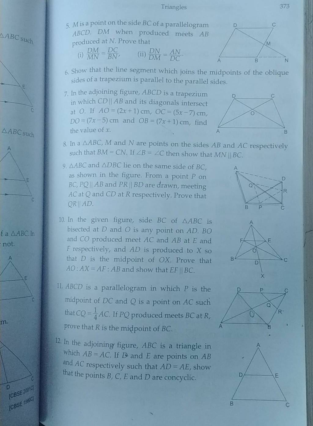 Triangles 373 5. M is a point on the side BC of a parallelogram ABCD. DM