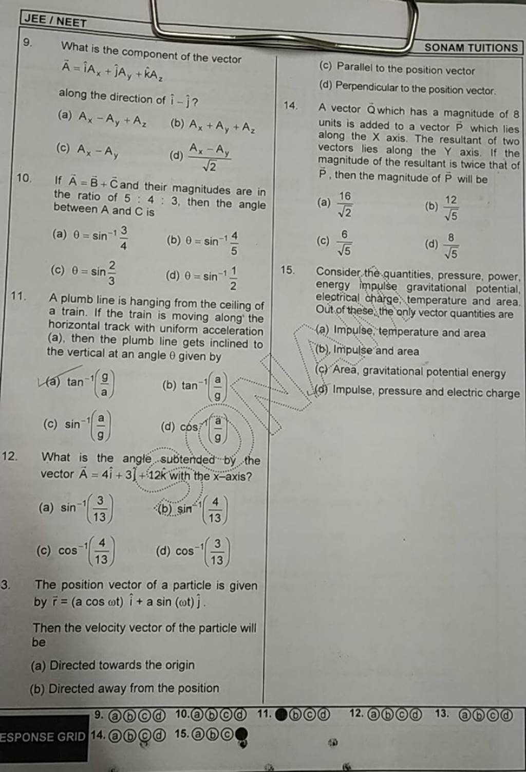 what-is-the-component-of-the-vector-a-i-ax-j-ay-k-az-along-the-direct