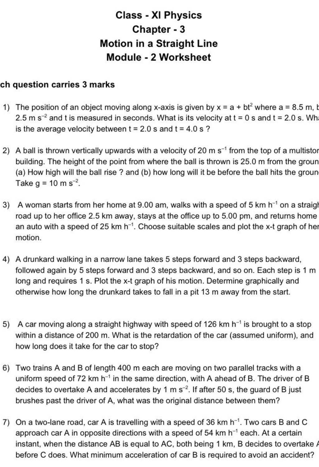 Chapter 2 Speed Worksheet