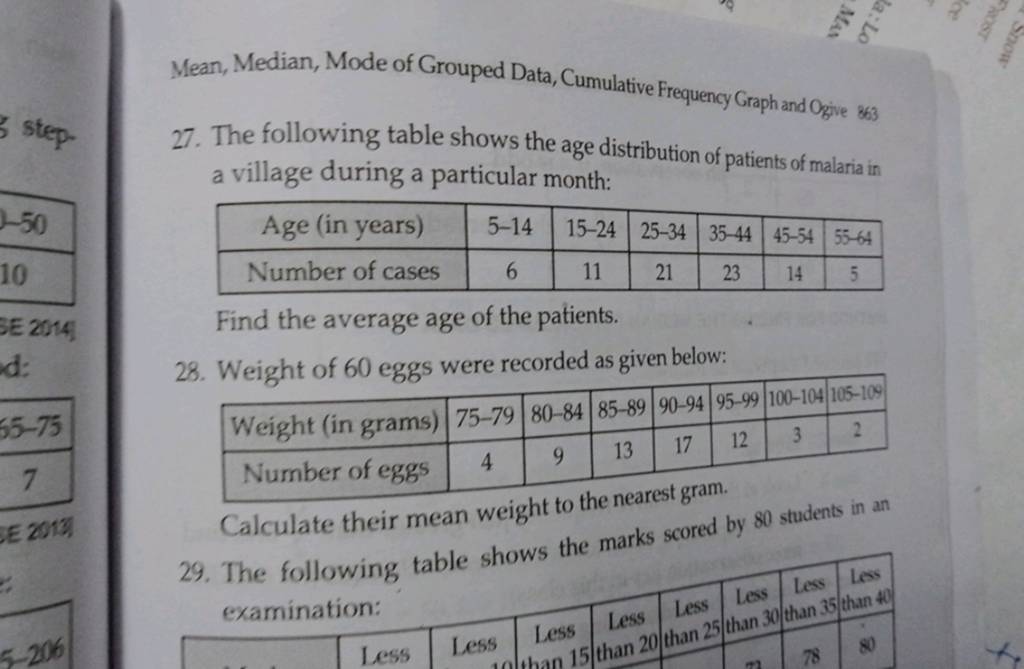 Mean, Median, Mode of Grouped Data, Cumulative Frequency Graph and Ogive image.