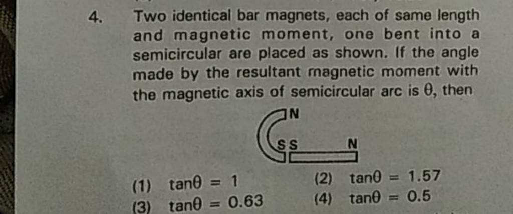 Two Identical Bar Magnets, Each Of Same Length And Magnetic Moment, One B..