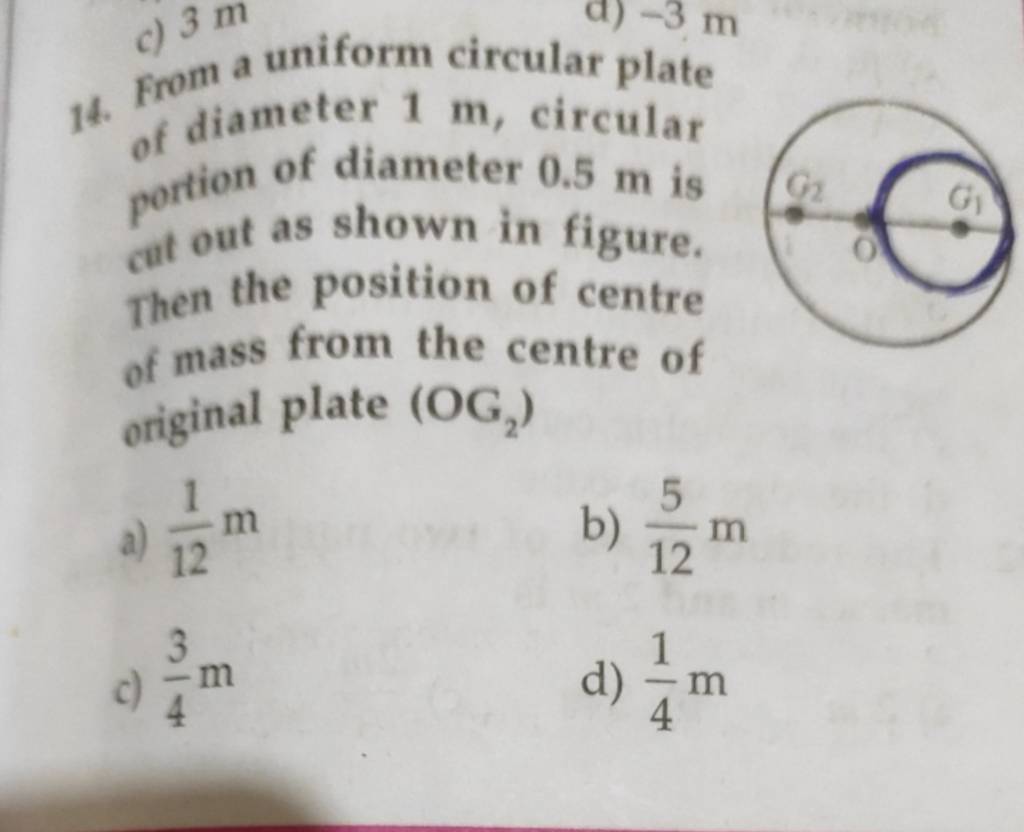 From A Uniform Circular Plate Of Diameter 1m, Circular Portion Of Diamete..