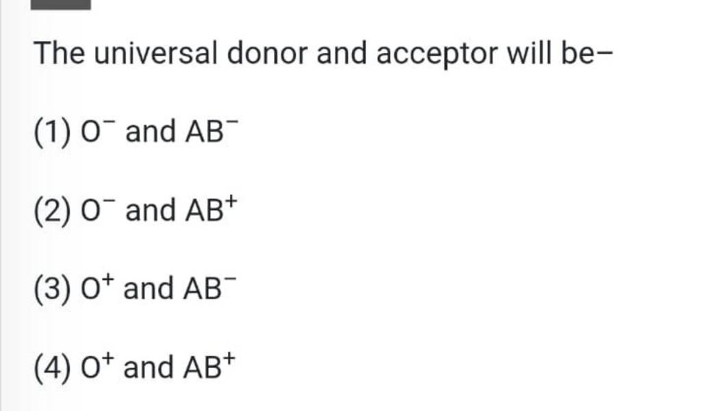 The universal donor and acceptor will be Filo