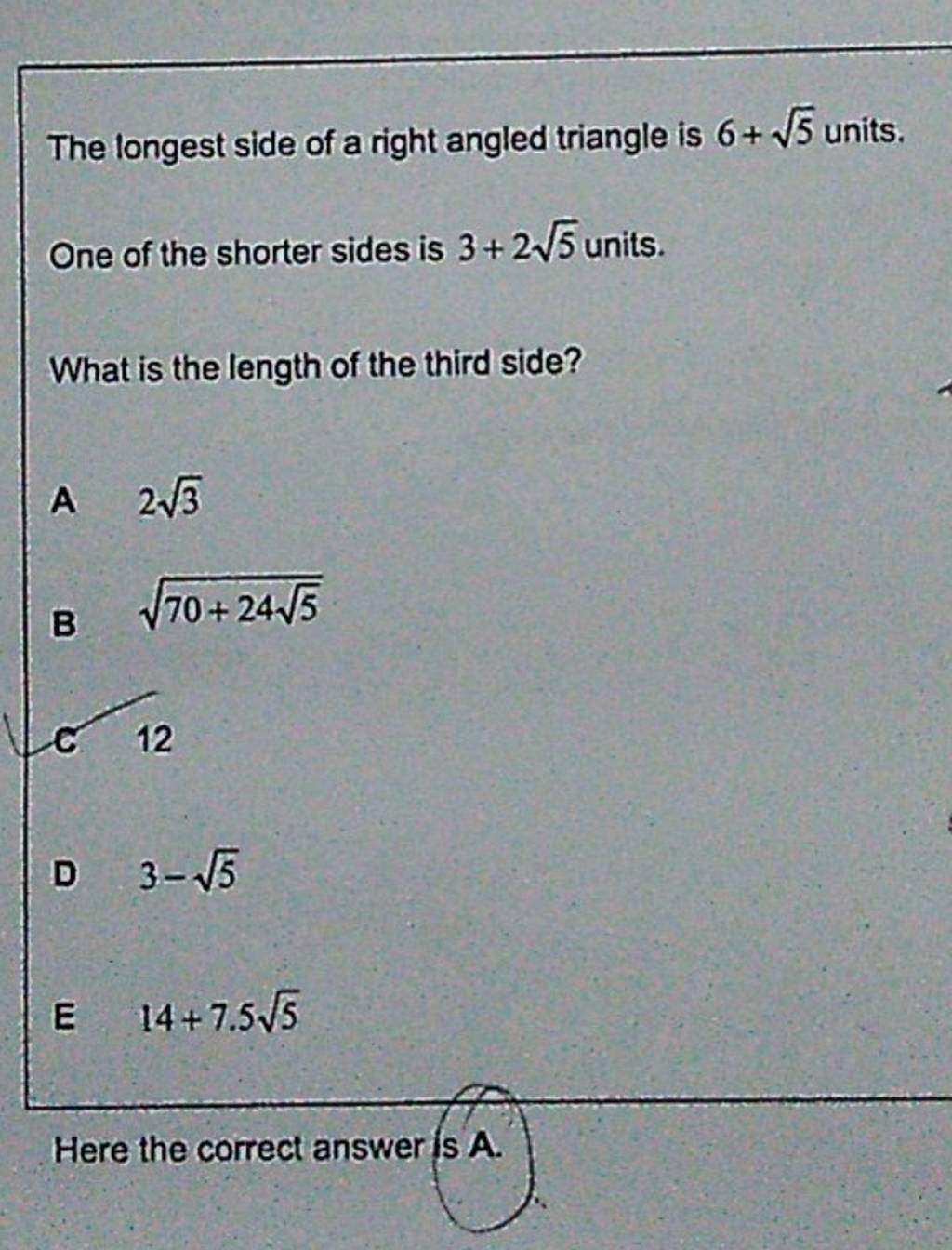 the-longest-side-of-a-right-angled-triangle-is-6-5-units-one-of-the-sho