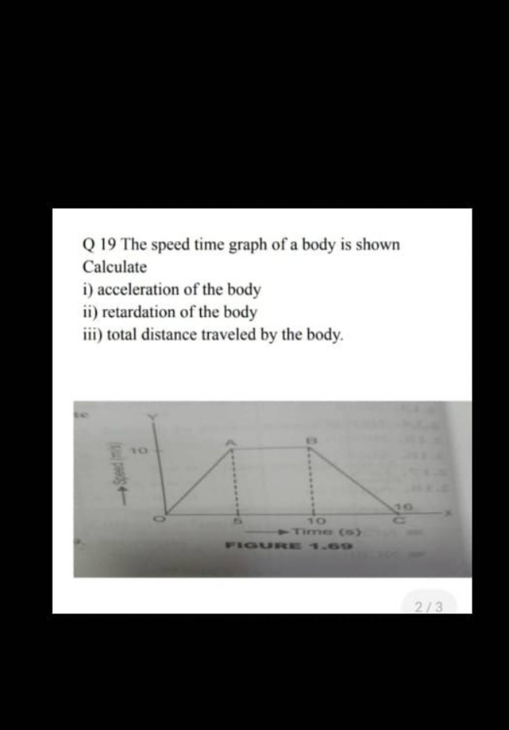 Q 19 The speed time graph of a body is shown Calculate | Filo