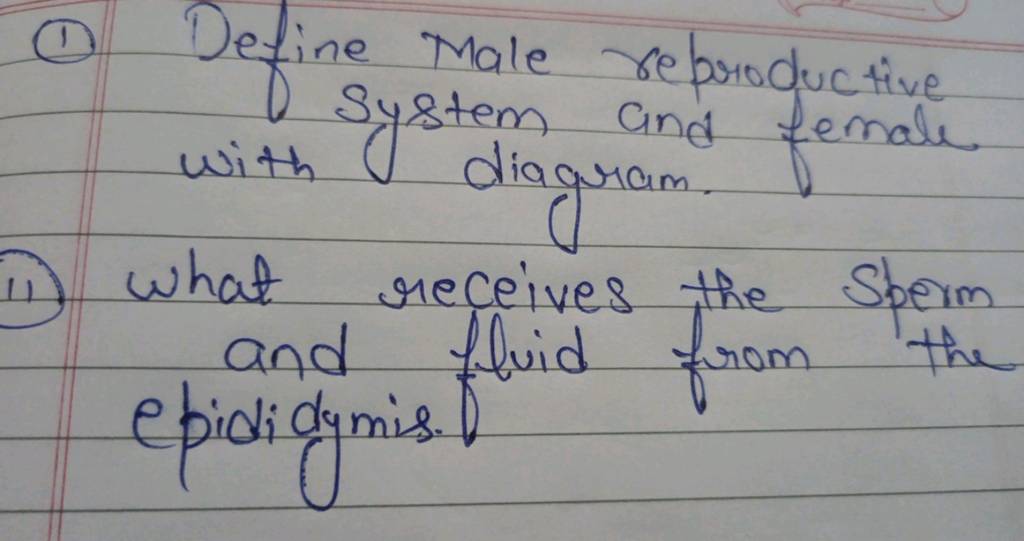 (1) Define Male reproductive th system and female with diagram. 11) What