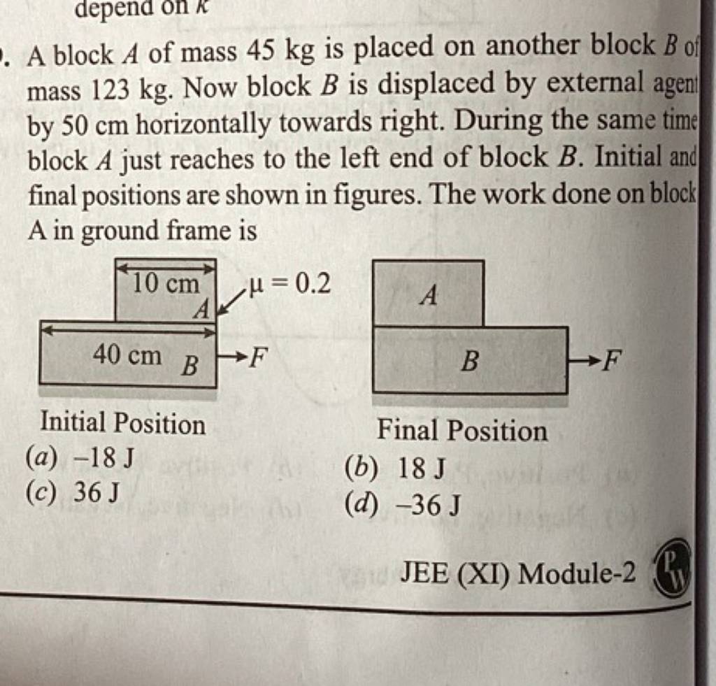 A Block A Of Mass Kg Is Placed On Another Block B Of Mass Kg Now