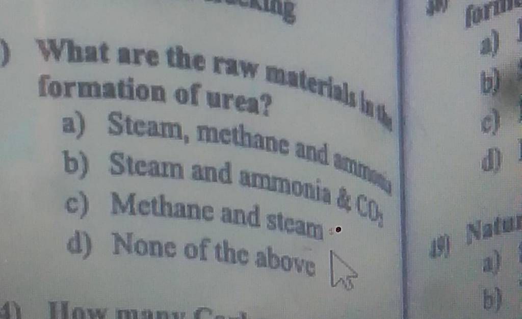 What are the raw materials has formation of urea? Filo