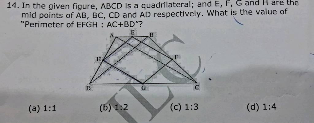 In The Given Figure Abcd Is A Quadrilateral And Efg And H Are The Mid 3587