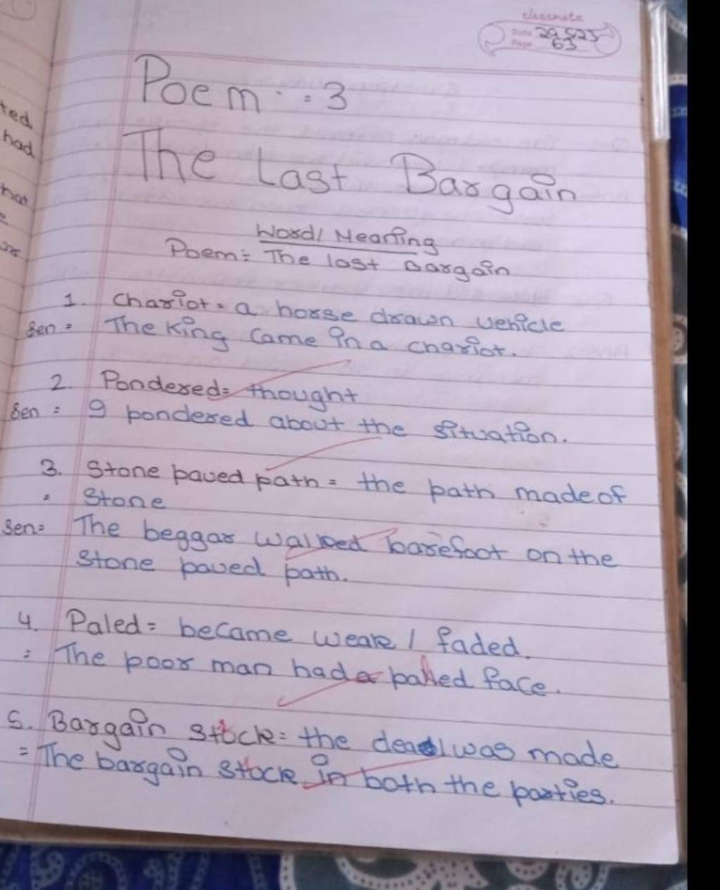 Poem =3 The last Bargain Word/ Meaning Poem The last bargain 1. Chariot