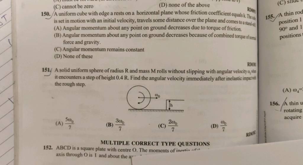 RDosi 151. A Solid Uniform Sphere Of Radius R And Mass M Rolls Without Sl..