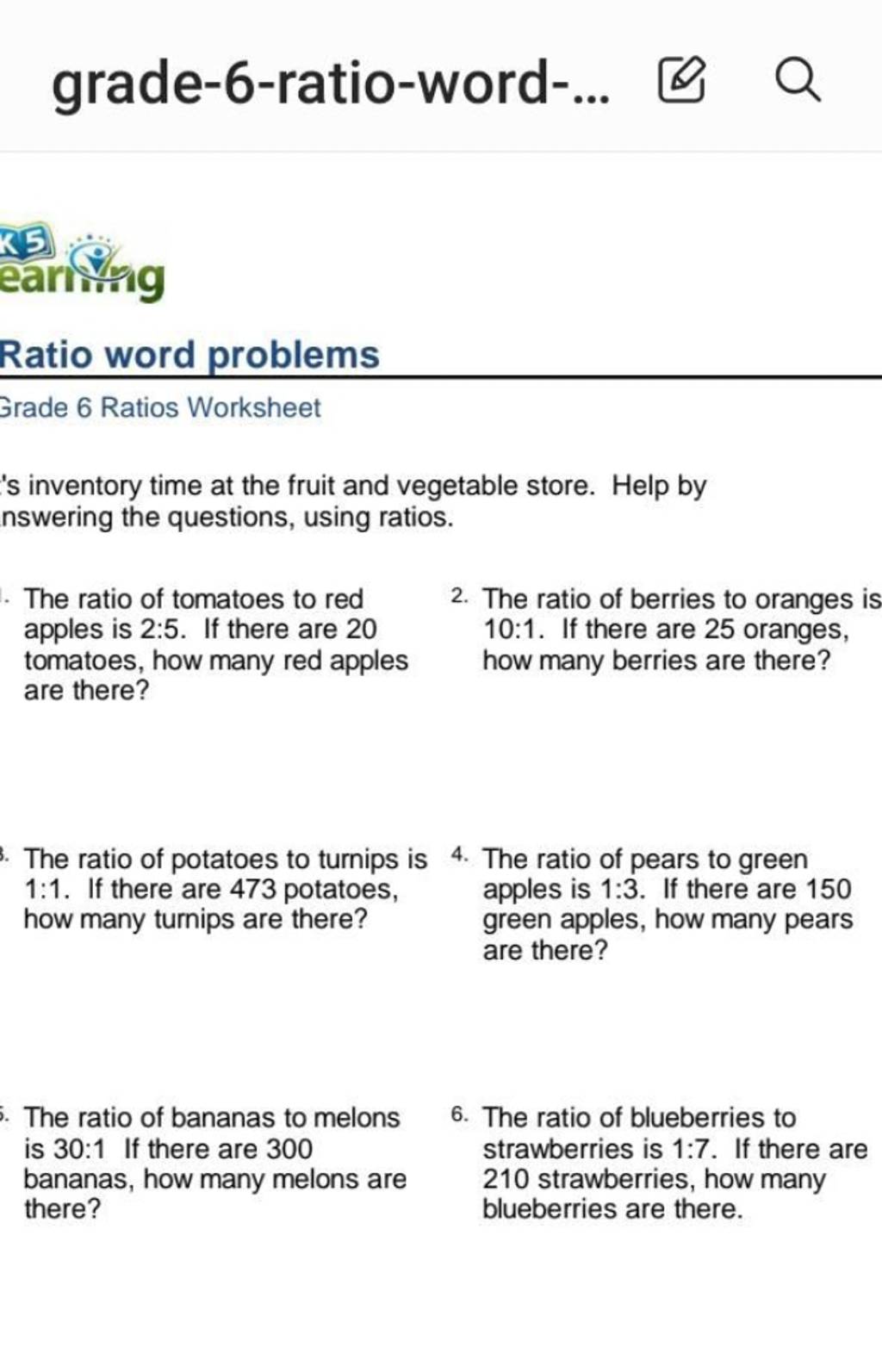 Ratio word problems