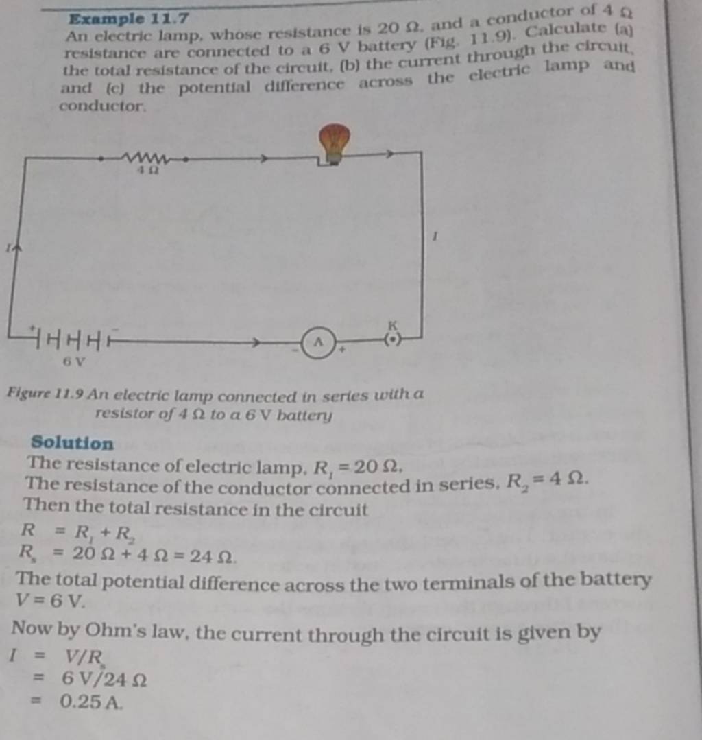 Example 11.7 An electric lamp, whose resistance is 20Ω, and a conductor o..