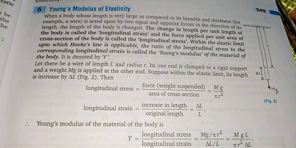 6 Young's Modulus of Elasticity When a body whose length is very large as..