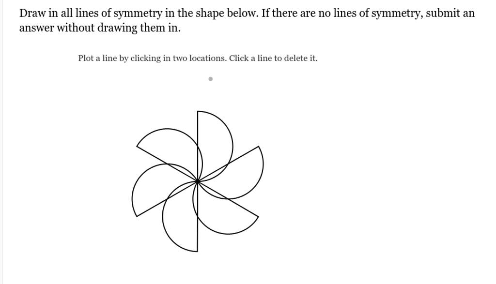Draw in all lines of symmetry in the shape below. If there are no lines o..