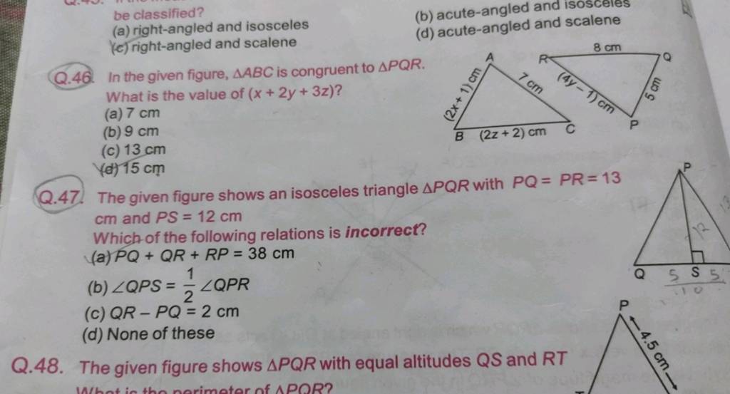 Q47 The Given Figure Shows An Isosceles Triangle Pqr With Pqpr13 Cm 2051