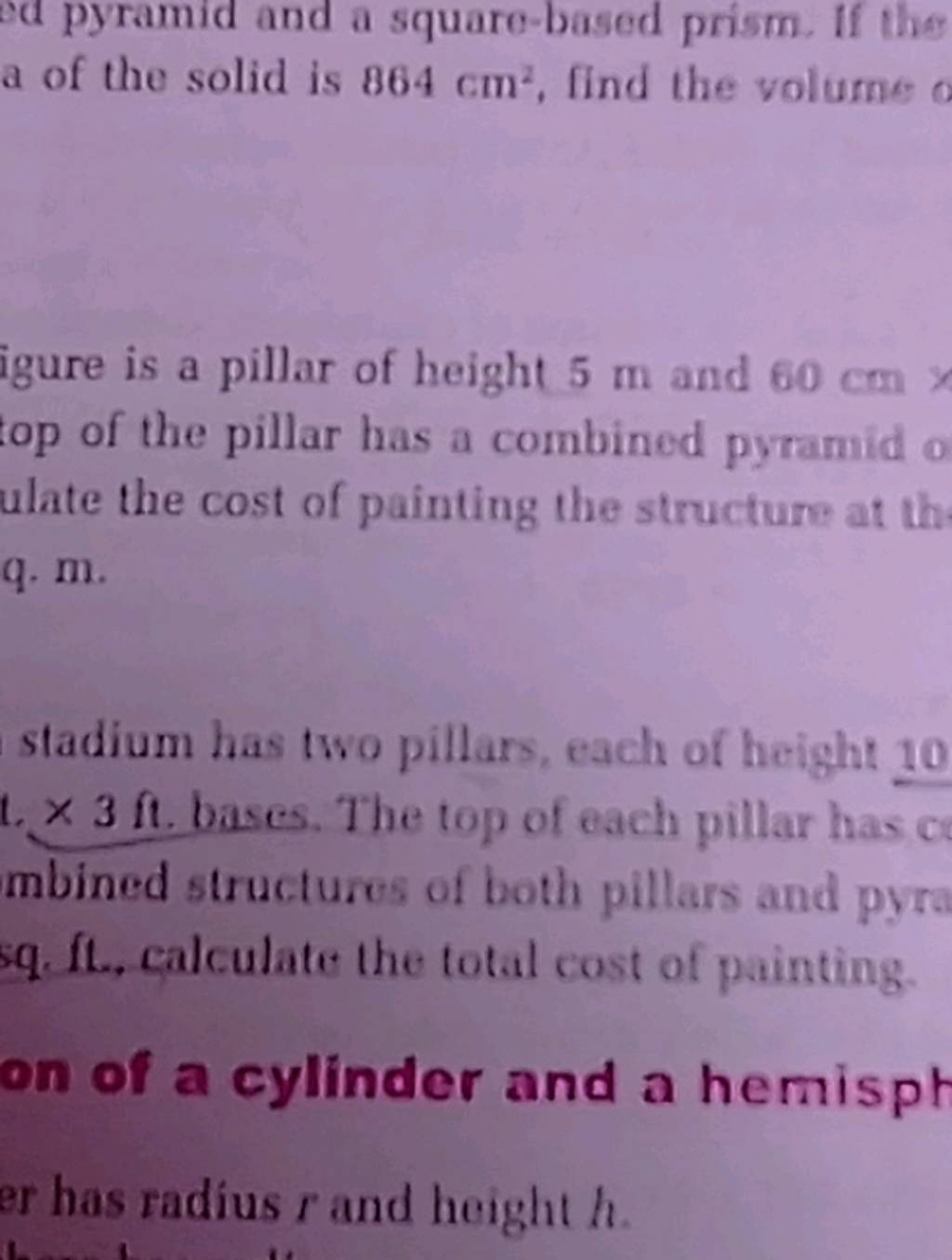 Pyramid And A Square based Prism If The A Of The Solid Is 864 Cm2 Find Pyramid and a square based prism if the a of the solid is 864 cm2 find