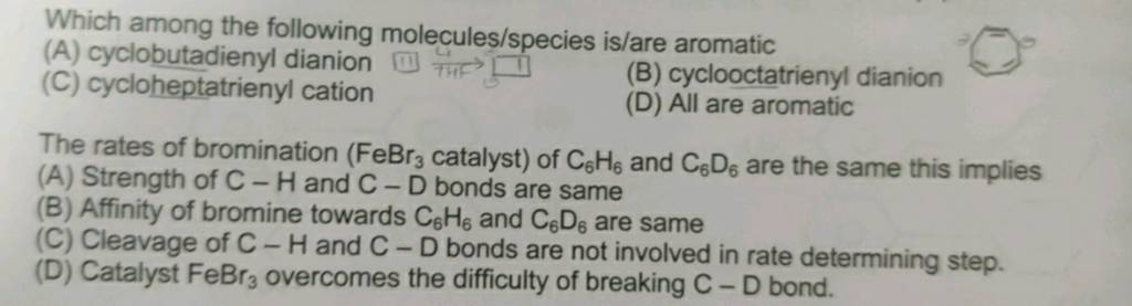 The Rates Of Bromination Febr3 Catalyst Of C6 H6 And C6 D6 Are The