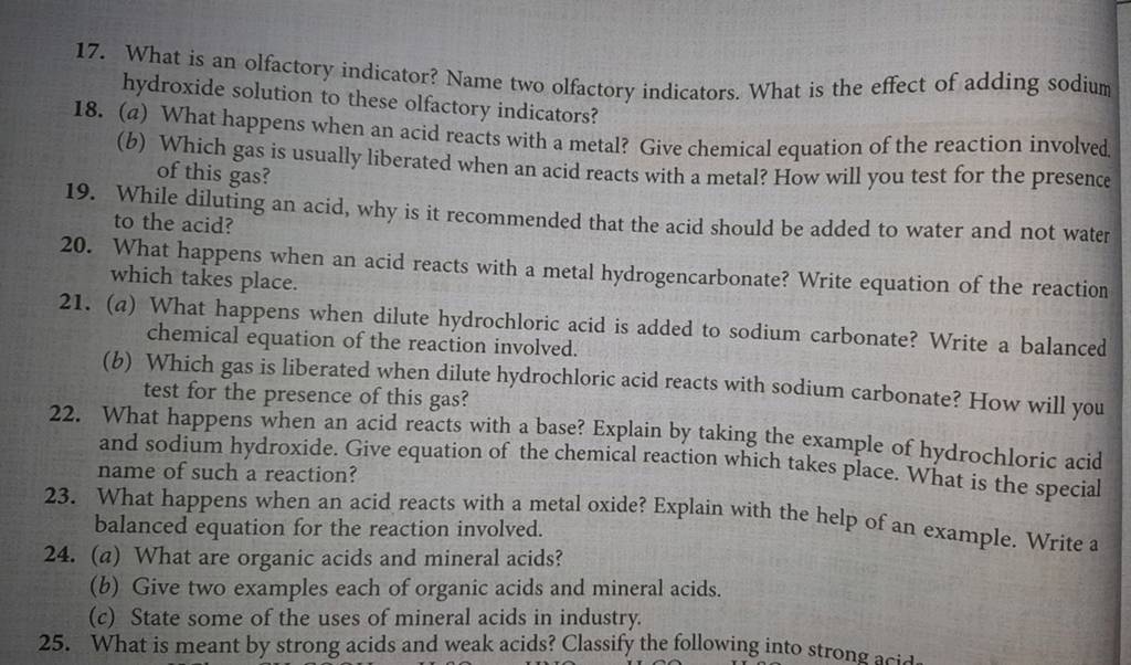 17. What is an olfactory indicator? Name two olfactory indicators. What i..