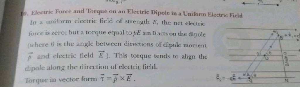 10. Electric Force and Torque on an Electric Dipole in a Uniform Electric..
