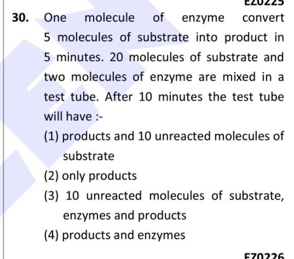 One molecule of enzyme convert 5 molecules of substrate into product in 5..