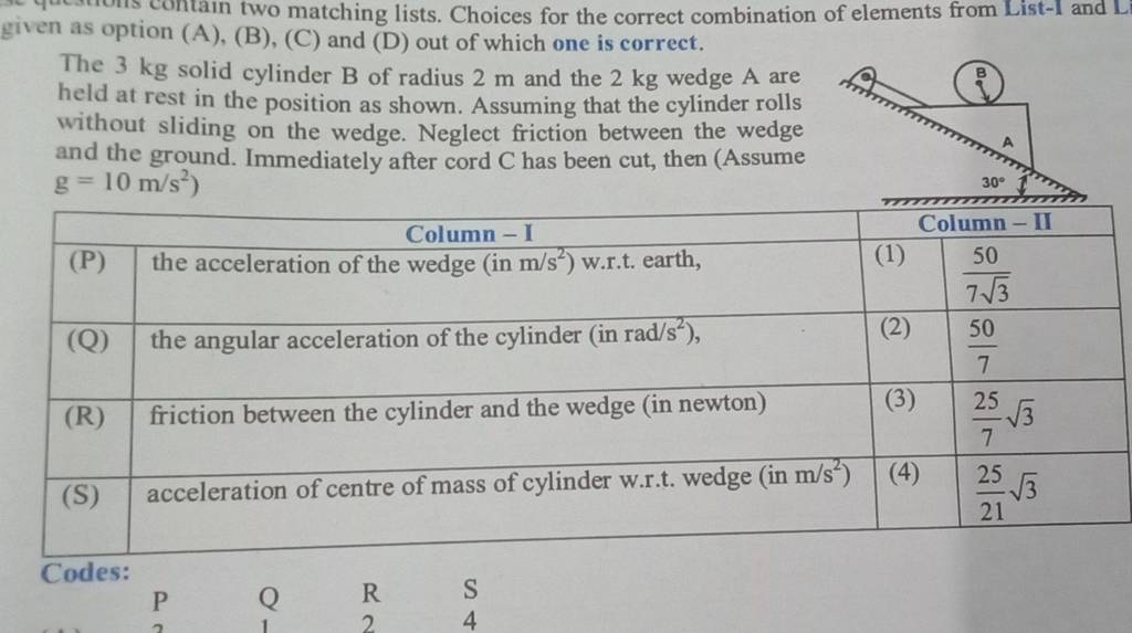 Given As Option (A), (B), (C) And (D) Out Of Which One Is Correct. The 3