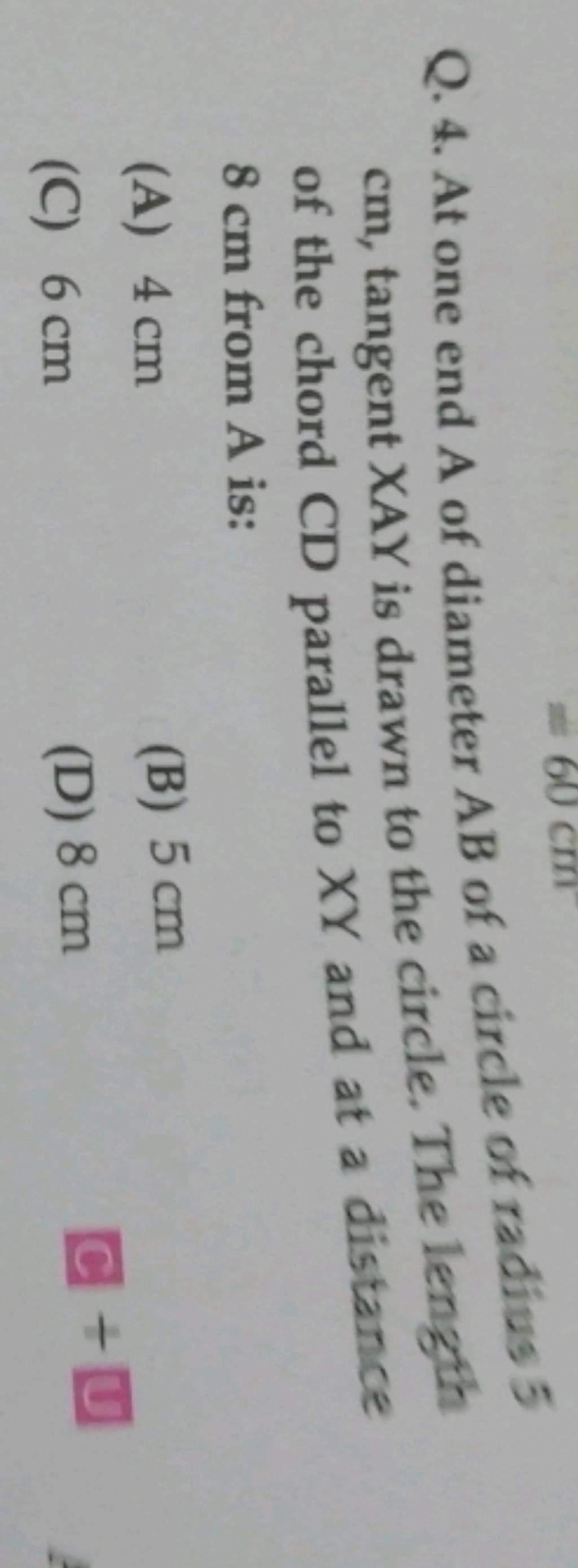 4-at-one-end-a-of-diameter-ab-of-a-circle-of-radius-5-cm-tangent-xay-is