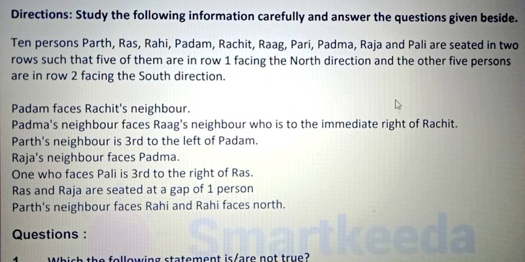 Directions: Study The Following Information Carefully And Answer The Ques..