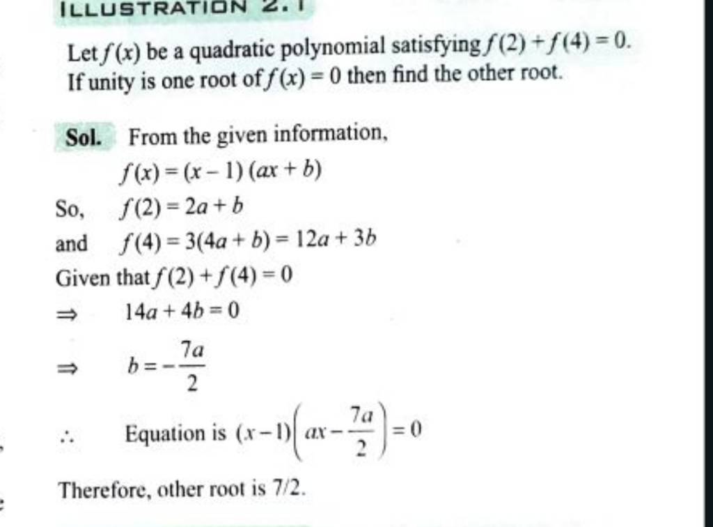 Let F X Be A Quadratic Polynomial Satisfying F 2 F 4 0 If Unity Is On