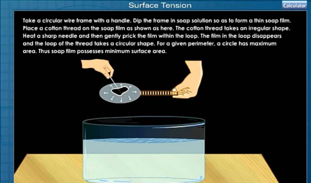 Surface Tension Calculator Take a circular wire frame with a handle. Dip