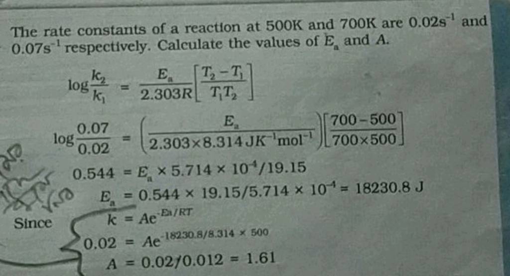 The Rate Constants Of A Reaction At K And K Are S And