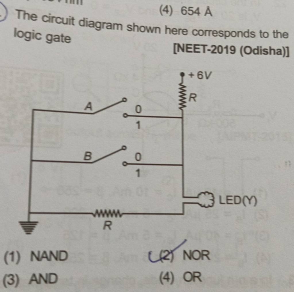 The circuit diagram shown here corresponds to the logic gate [NEET2019