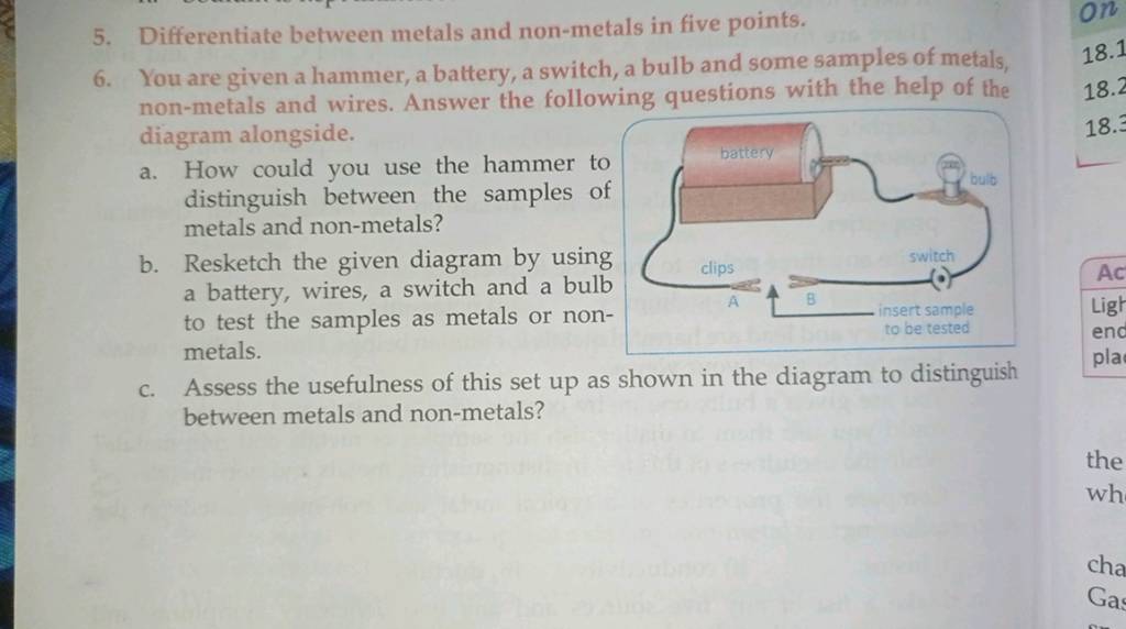 differentiate between metals and non metals class 6