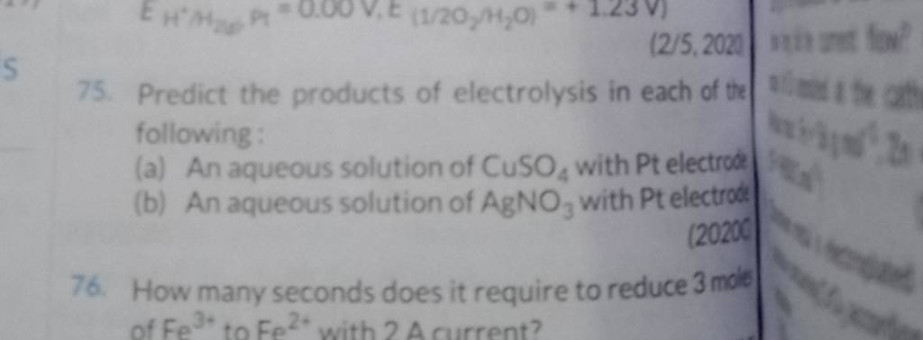 75 Predict The Products Of Electrolysis In Each Of The Following Filo