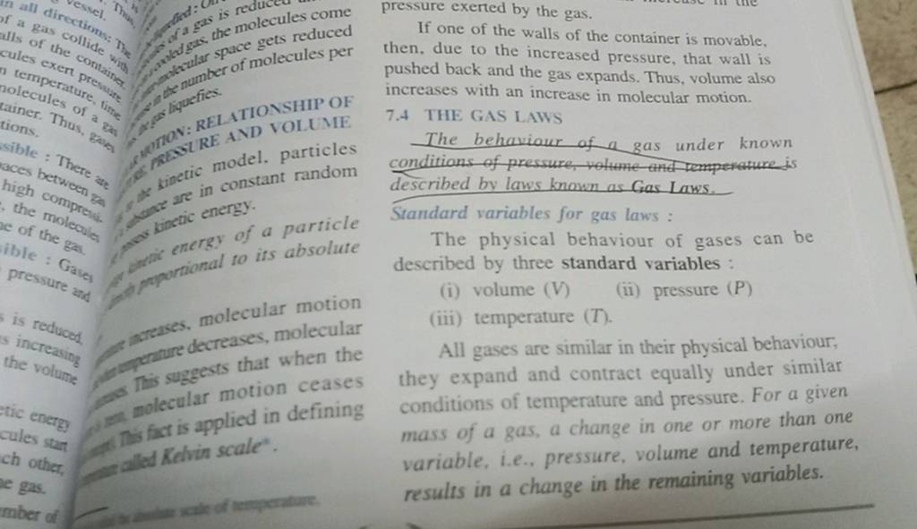 Pilumber is is molecules come ar space gets reduced pilumber of molecules per N: