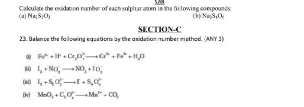 calculate the oxidation number of sulphur in h2s2o8