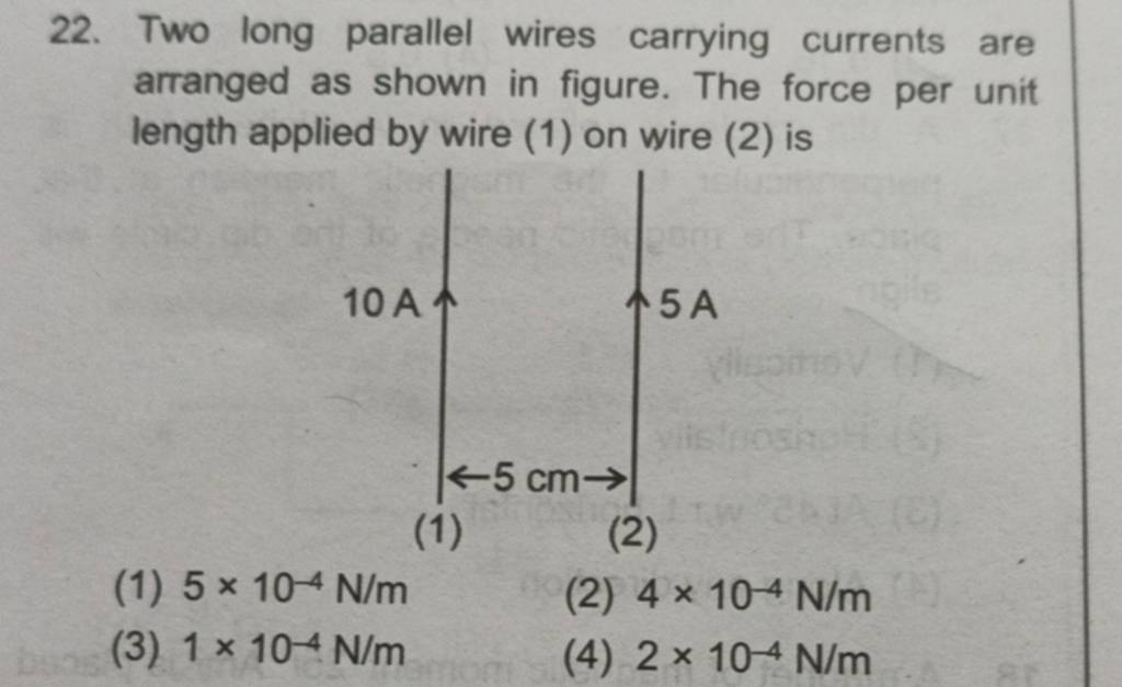Two long parallel wires carrying currents are arranged as shown in figure..